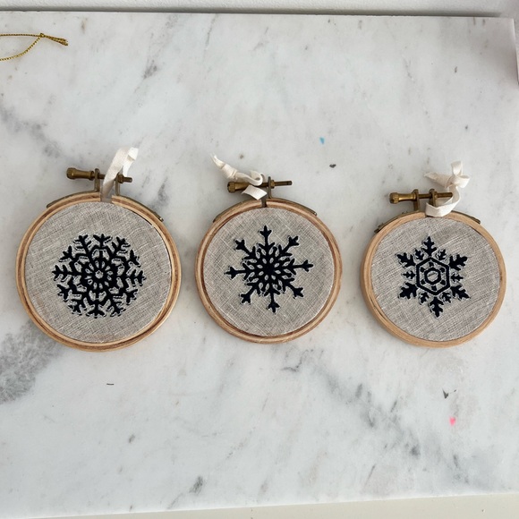 farmhouse pottery Other - Farmhouse Pottery Snowflake Embroidery Hoop Ornaments - Set of 3
